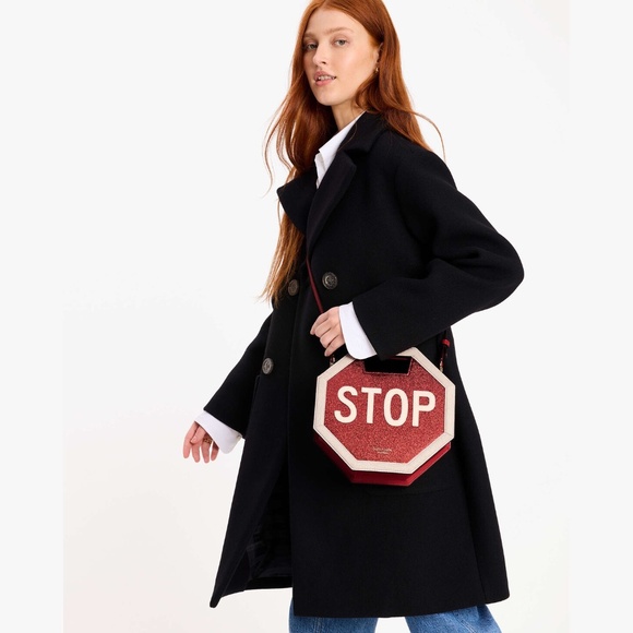 NWT Kate Spade Patent Leather 3D Stop Sign Crossbody Tote Bag Novelty Purse - Picture 3 of 7